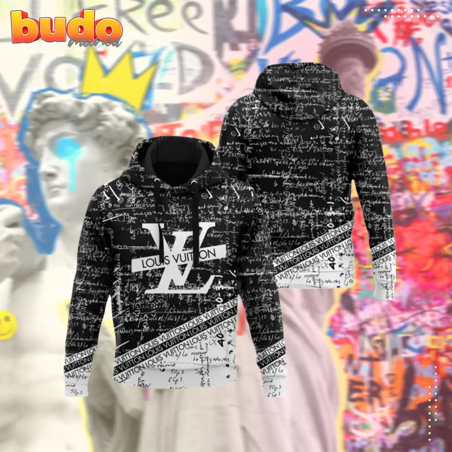 Louis vuitton black white hoodie lv luxury clothing clothes outfit for men - hot new